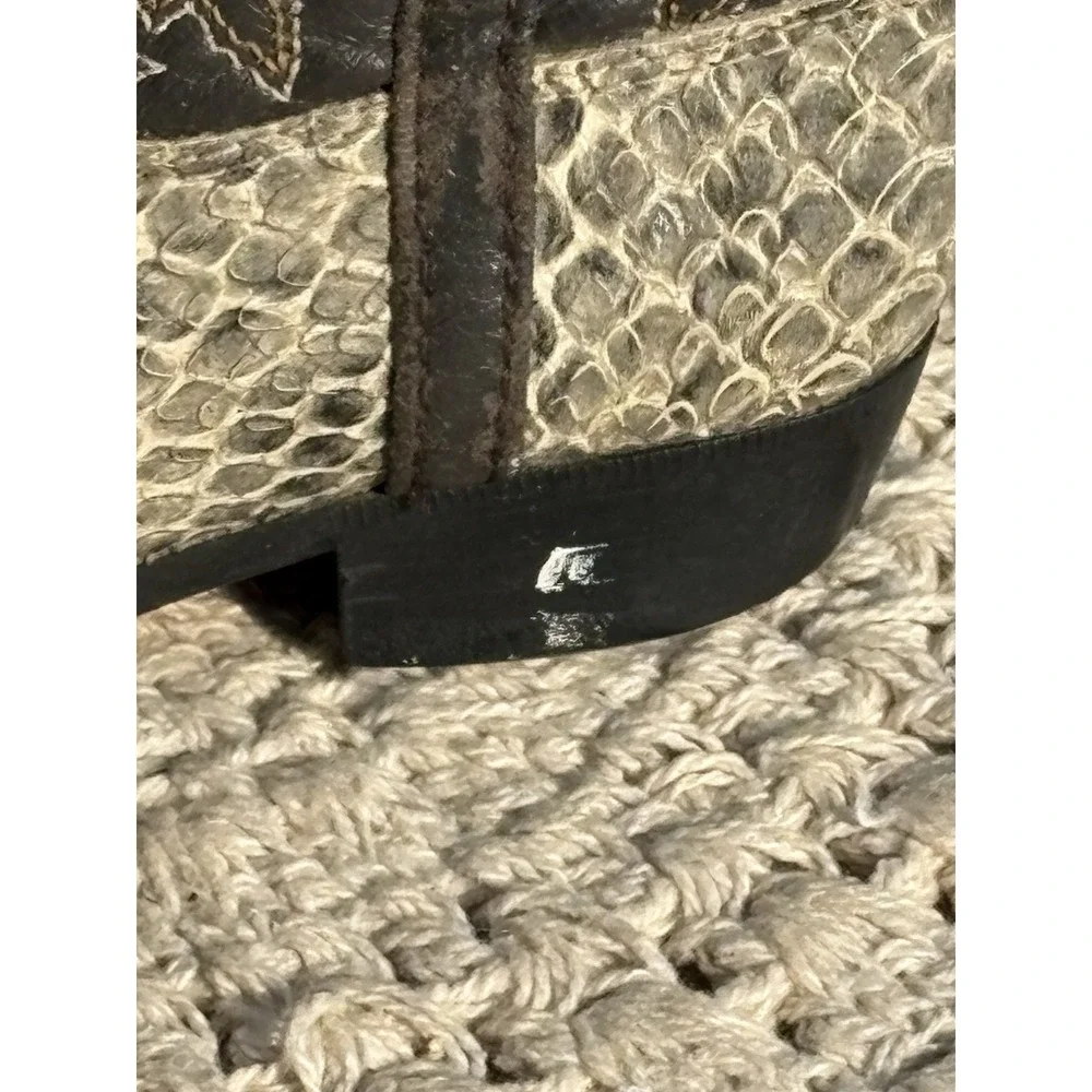 Lil Durango Kids Snake Print Western Boots Size 6.5 Gray And Black